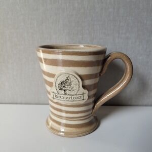Sunset Hill Stoneware Big Cedar Lodge Coffee Mug Tan Striped Good Rustic Cabin